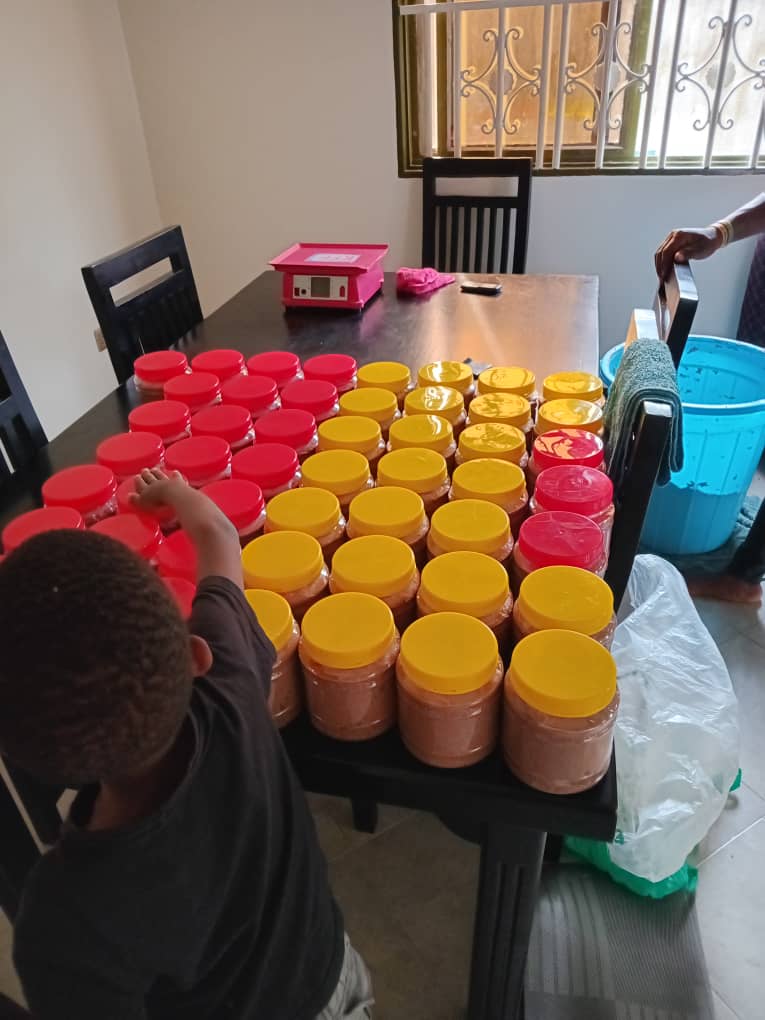 Groundnut paste jars ready for sale
